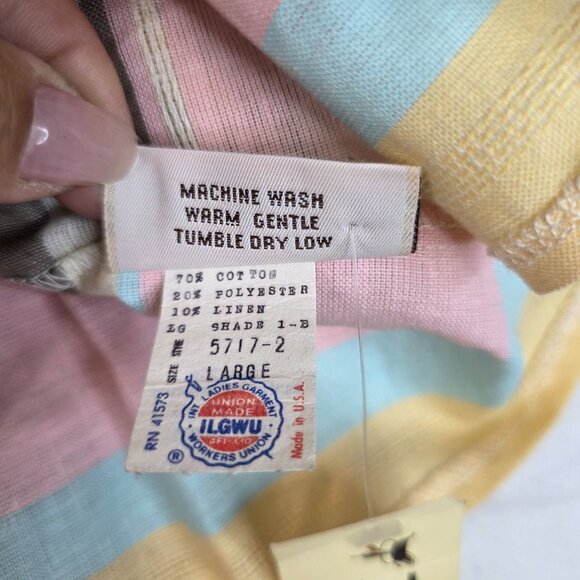 P&S Paddle & Saddle 1970s Large Striped Tank Top USA Vintage Deadstock New - Picture 3 of 10